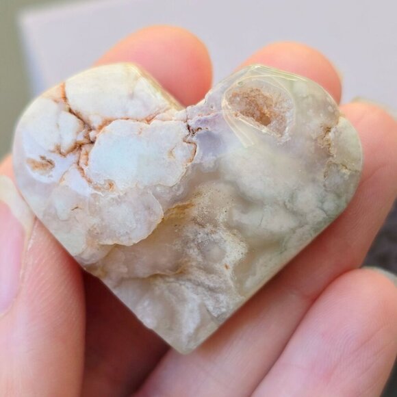 Cherry Blossom Agate Heart Crystal ✦ 41g Polished Healing Stone ✦ One-of-a-Kind - Picture 13 of 13